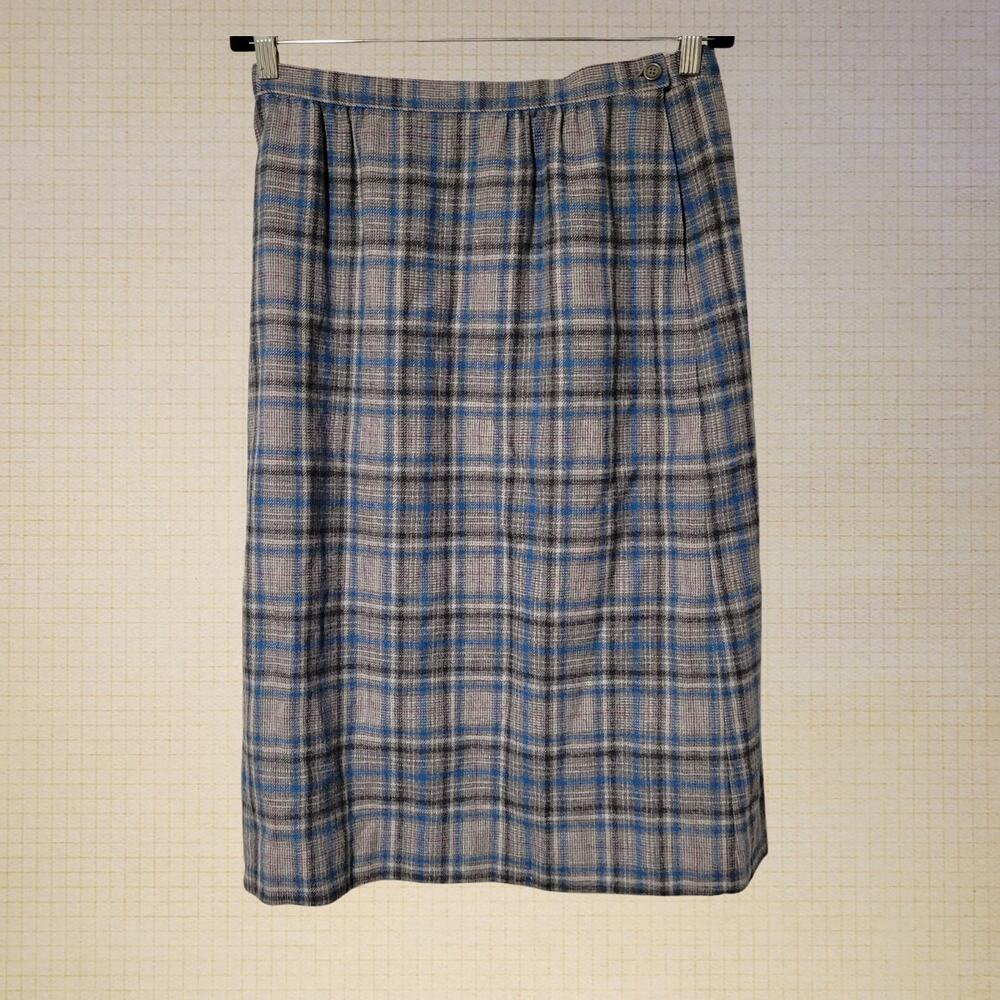 90s Dark Academia Pendleton Wool Plaid Button Skirt Women 12 Midi Warm Woolen Sl